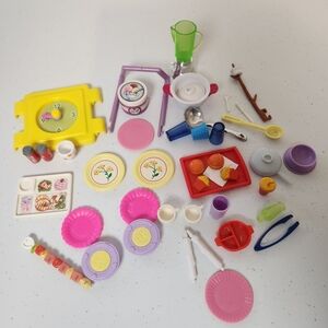 Mixed Lot of Vintage and Modern 1990s Barbie Doll House Food Kitchen Items